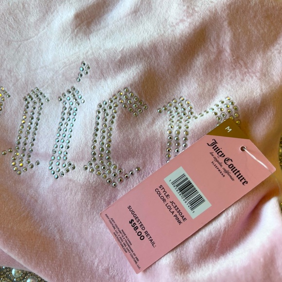 Juicy Couture Light Lola Pink Velour Velvet Lounge Pajama Set Bling Sleep M S - Picture 2 of 4